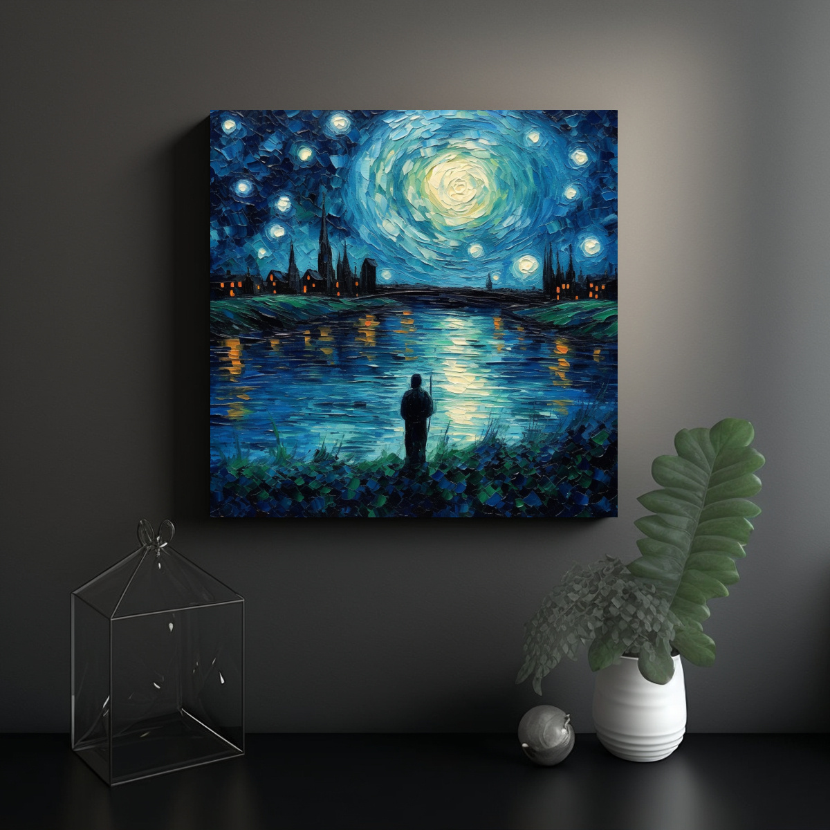 CUADRO DECORATIVO: EXPOSICIÓN VAN GOGH NOCHE 60X60 CM - 2