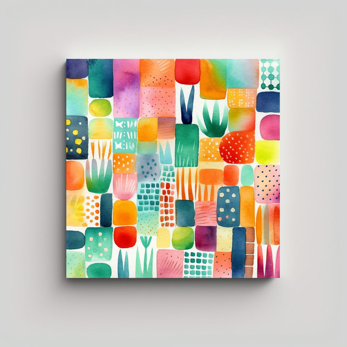 PINTURA SURREALISTA EN ACUARELA SOBRE FONDO 60X60 CM - 1