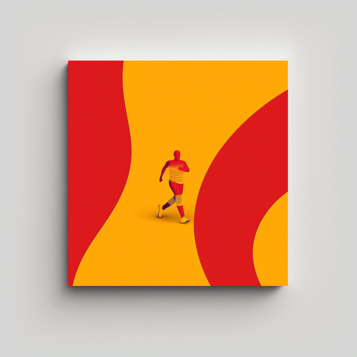 PINTURA DECORATIVA MINIMALISTA EN ROJO Y AMARILLO 60X60 CM - 1