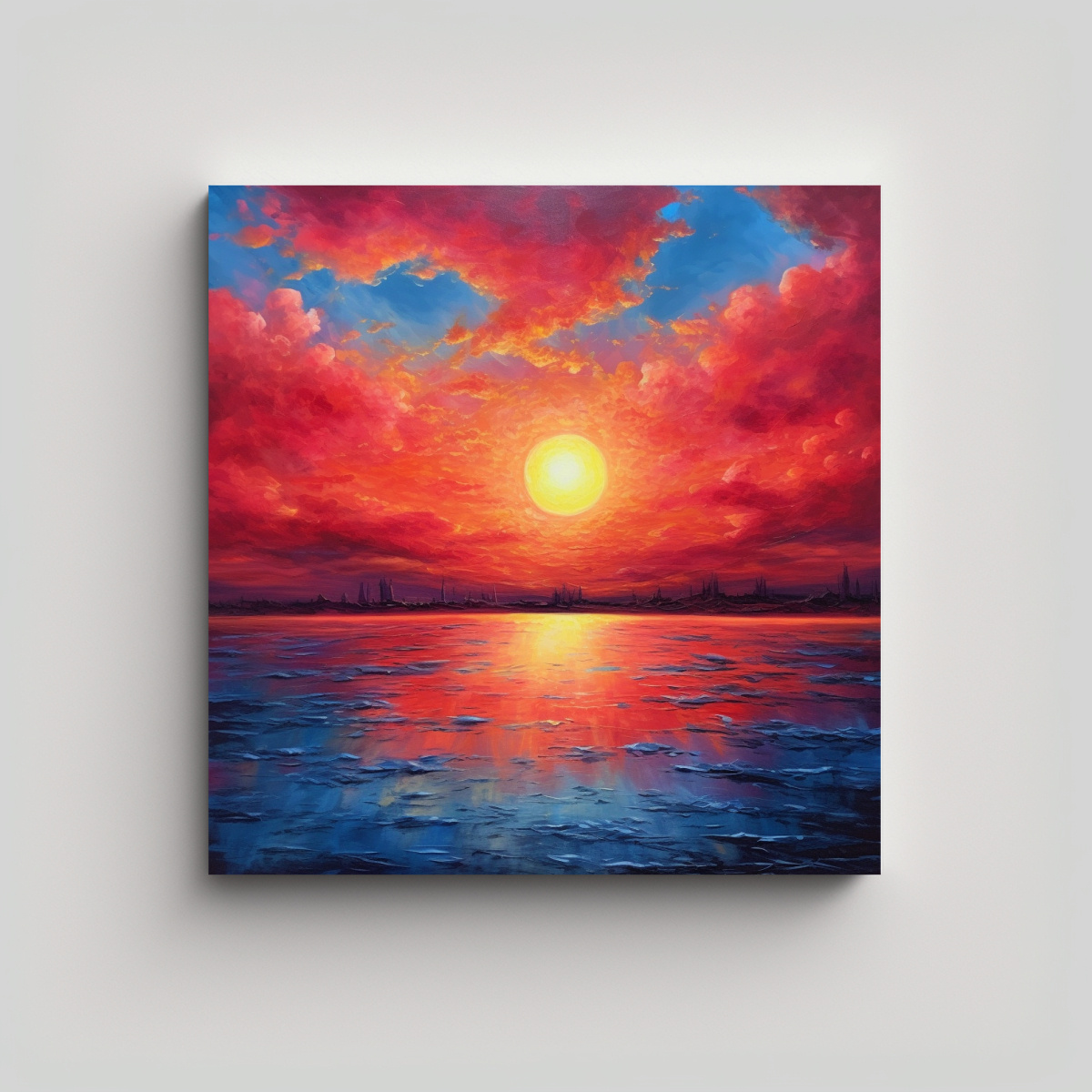 LIENZO CULTURAL DE FINAS LÍNEAS AL AMANECER ROJO 60X60 CM - 1