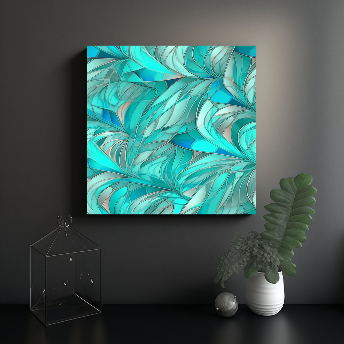 PINTURAS DECORATIVAS CON PATRÓN DE ONDAS 90X90 CM - 2