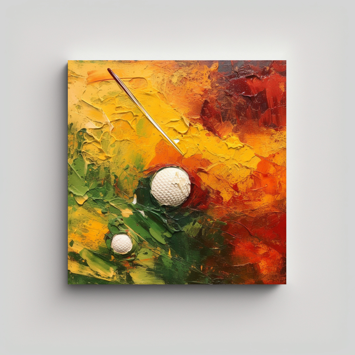CUADRO ABSTRACTO EN MOSTAZA Y VERDE: ALTA 90X90 CM - 1