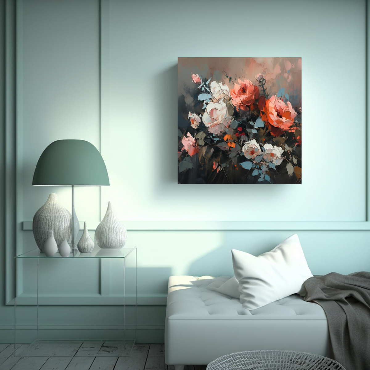 CUADRO DORMITORIO: PINTURA EN LIENZO ESTILO 60X60 CM - 2