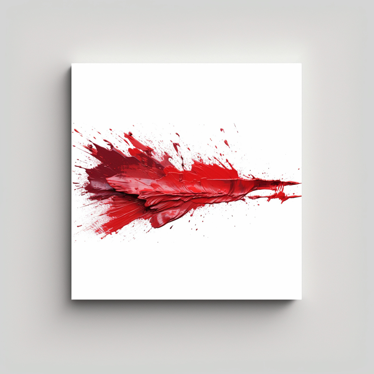 PINTURA DECORATIVA DE PINCELADAS ROJAS Y BLANCAS. 70X70 CM - 1