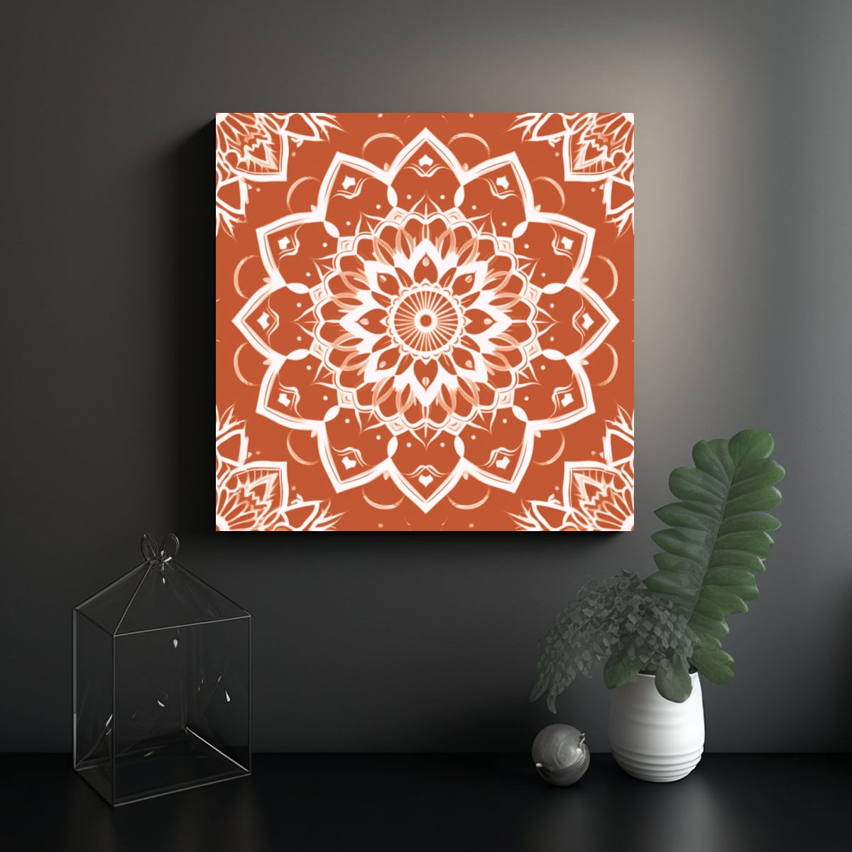 CUADRO DECORATIVO MINIMALISTA BOHO CON MANDALA EN 90X90 CM - 2