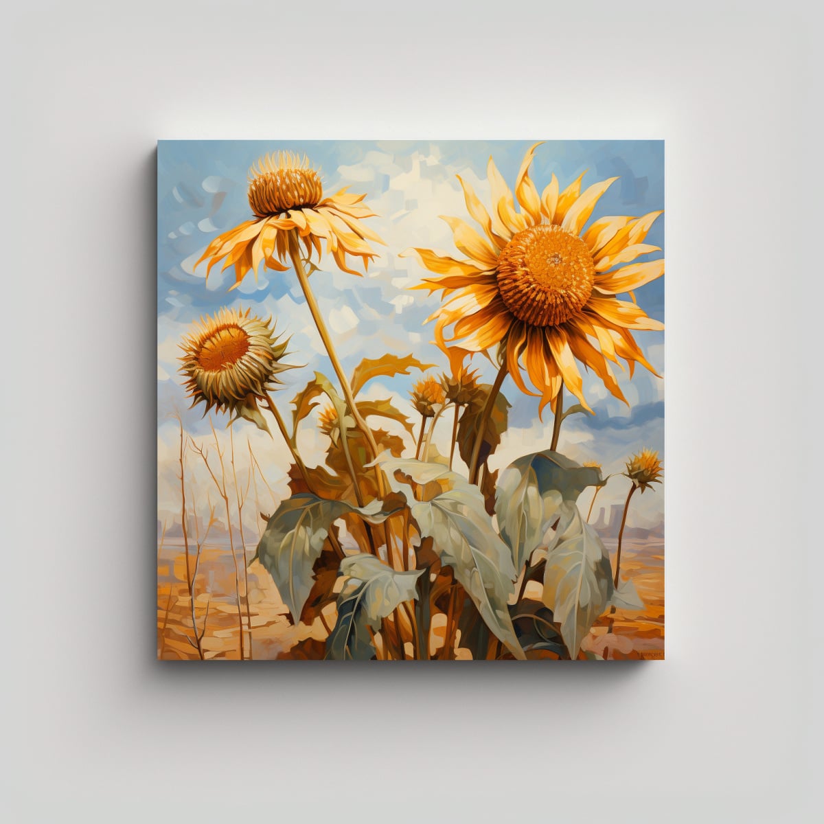 LIENZO EXPRESIÓN MURAL: FLORES ALCACHOFA 50X50 CM - 1