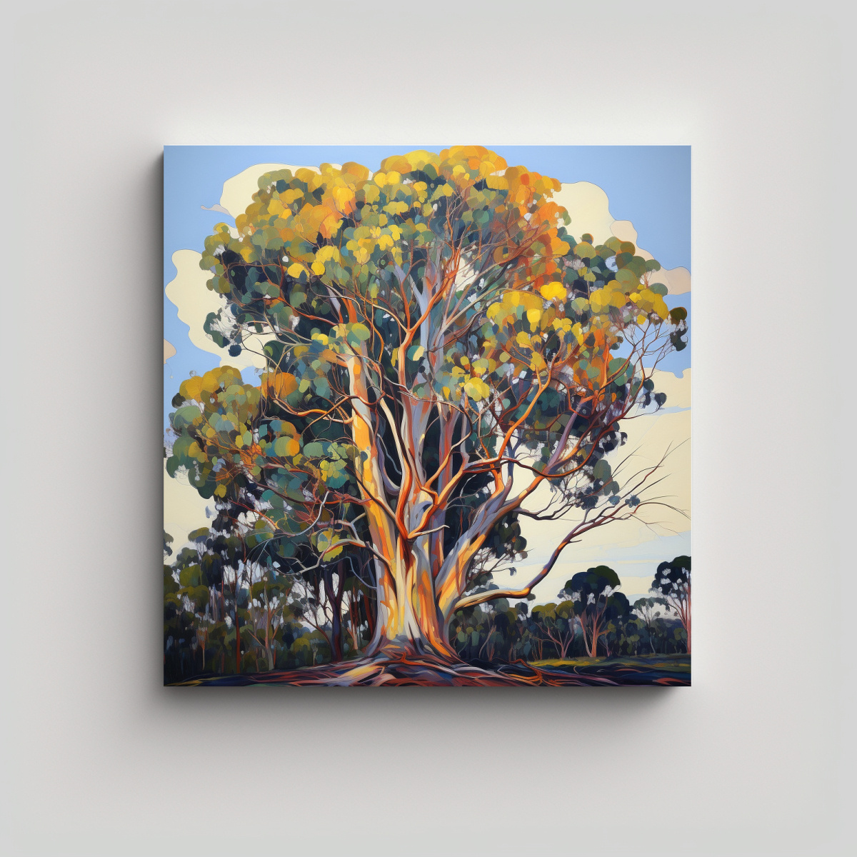 PINTURA ABSTRACTA DE ÁRBOL DE EUCALIPTO EN ÓLEO 80X80 CM - 1