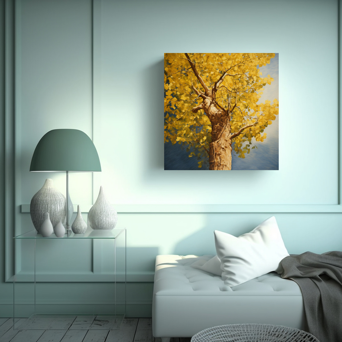 PINTURA ABSTRACTA DE ÁRBOL DE ALGODONERO 20X20 CM - 2