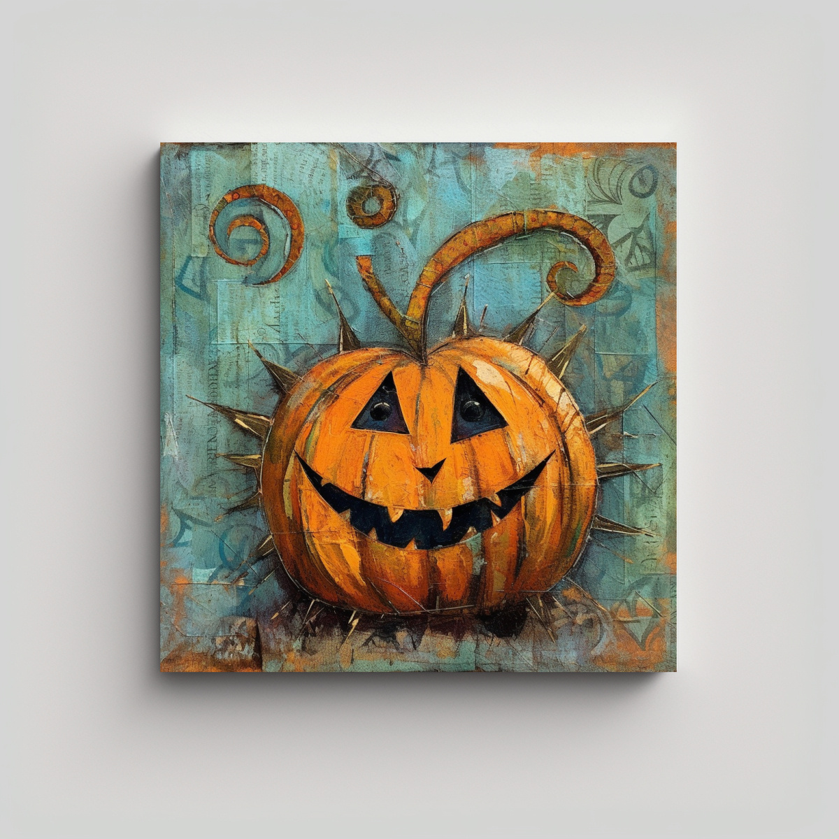CUADRO EN BASTIDOR TEMA HALLOWEEN ESTILO MIXTO 20X20 CM - 1