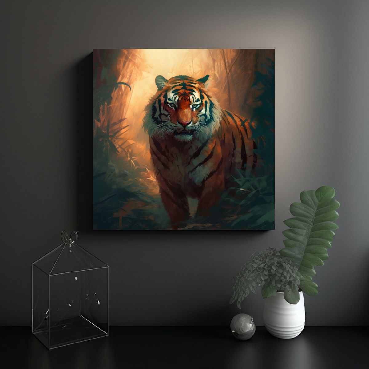 CUADRO ABSTRACTO VIDA TIGRE: ARTE DECORATIVO 80X80 CM - 2