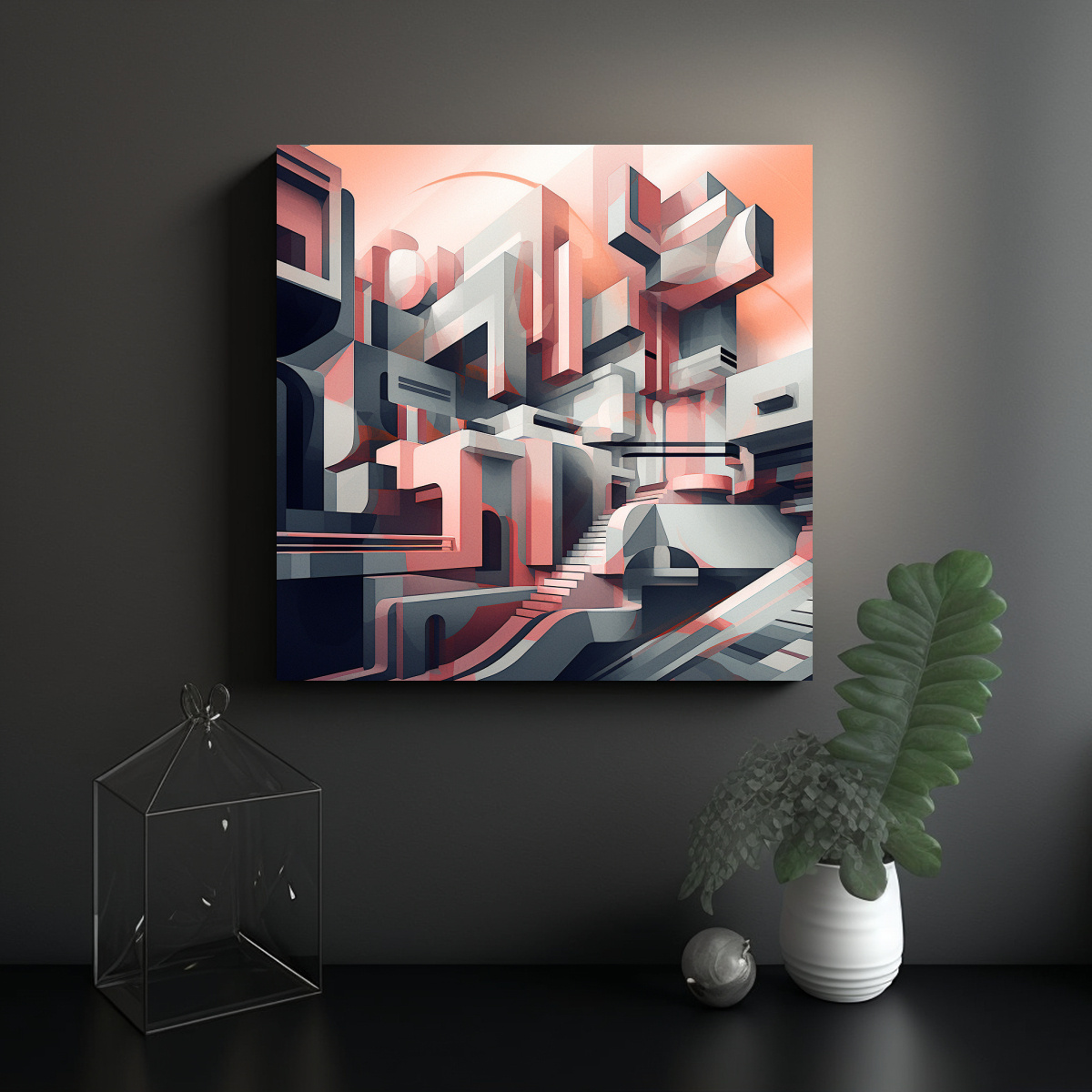 CUADROS DECORATIVOS ABSTRACTOS ARQUITECTURA OTRO 60X60 CM - 2