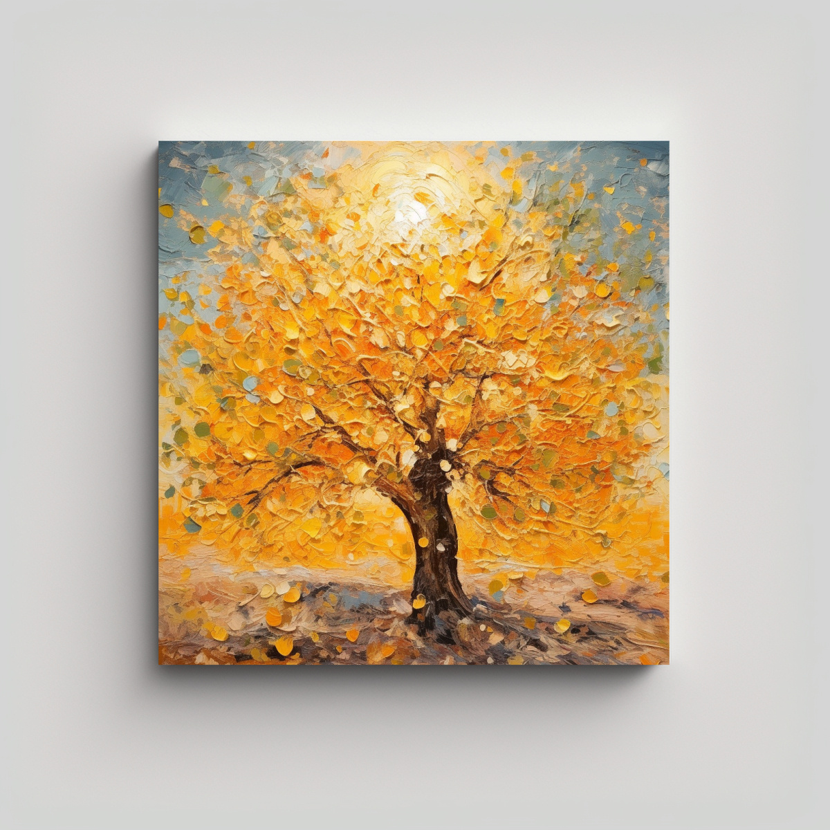 PINTURA ABSTRACTA DE UN NARANJO DE CANVA 60X60 CM - 1