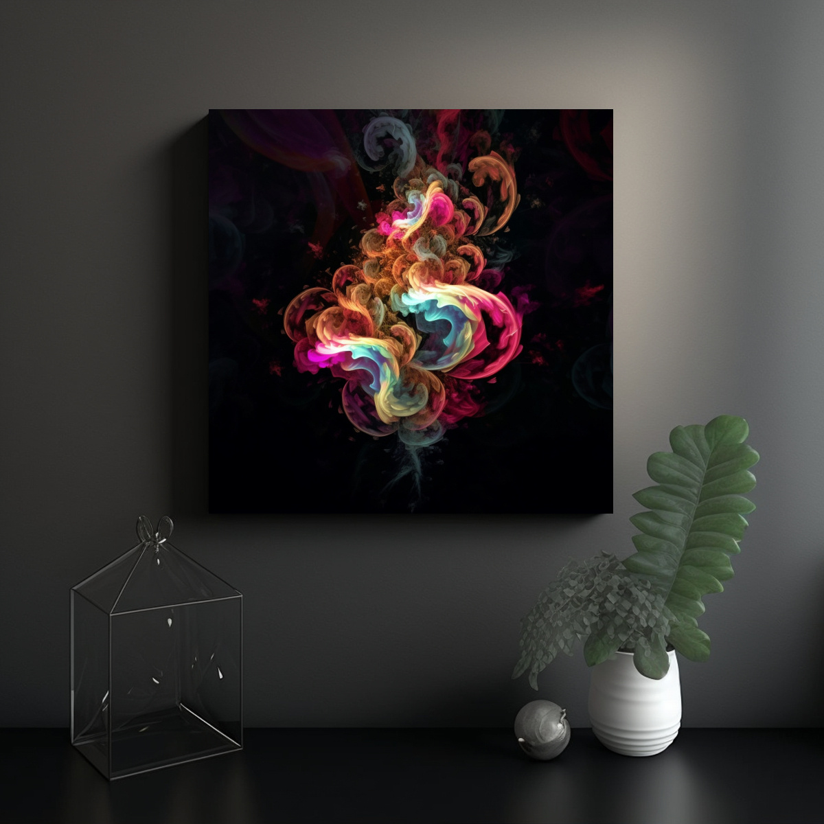 PINTURA DE PARED CALIDOS TRAZOS NEÓN ROSA Y 50X50 CM - 2