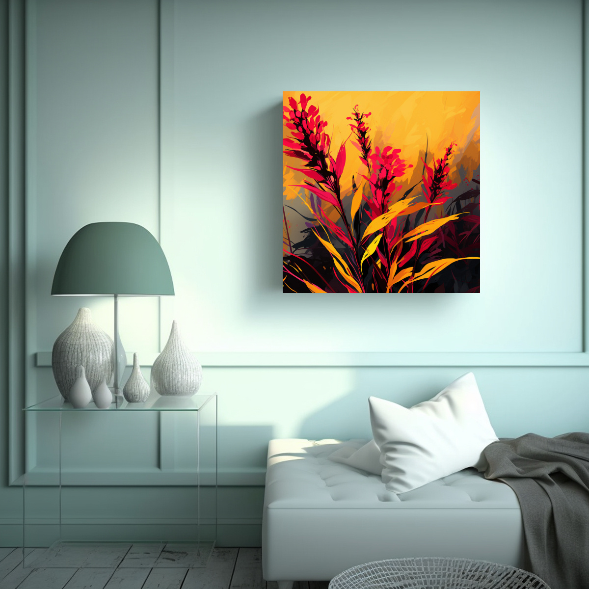 PINTURA ACUARELA FIREWEED EN BASTIDOR DE TELA EN 30X30 CM - 2