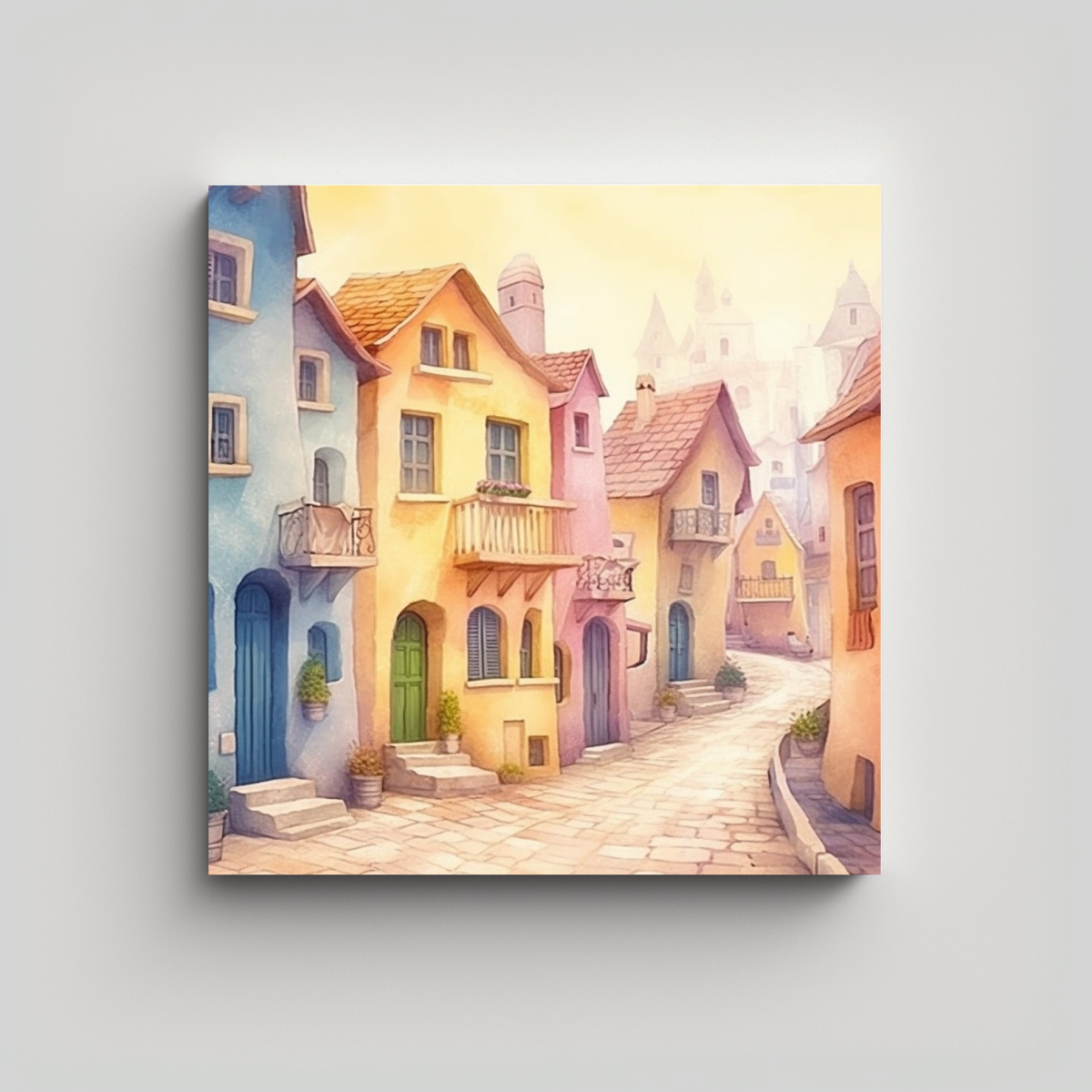 PINTURAS DECORATIVAS DE CASAS FRANCESAS COLORIDAS 20X20 CM - 1