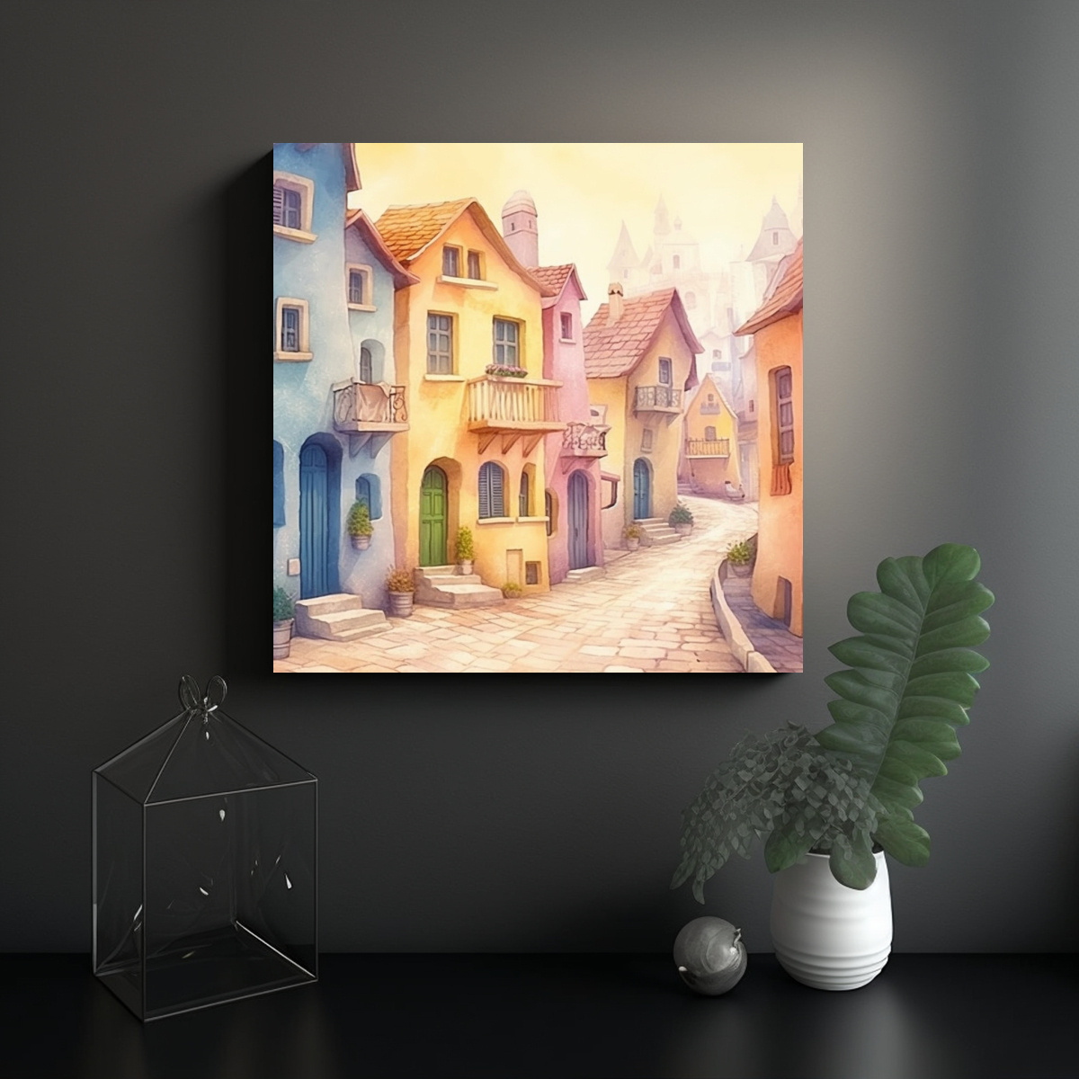 PINTURAS DECORATIVAS DE CASAS FRANCESAS COLORIDAS 20X20 CM - 2