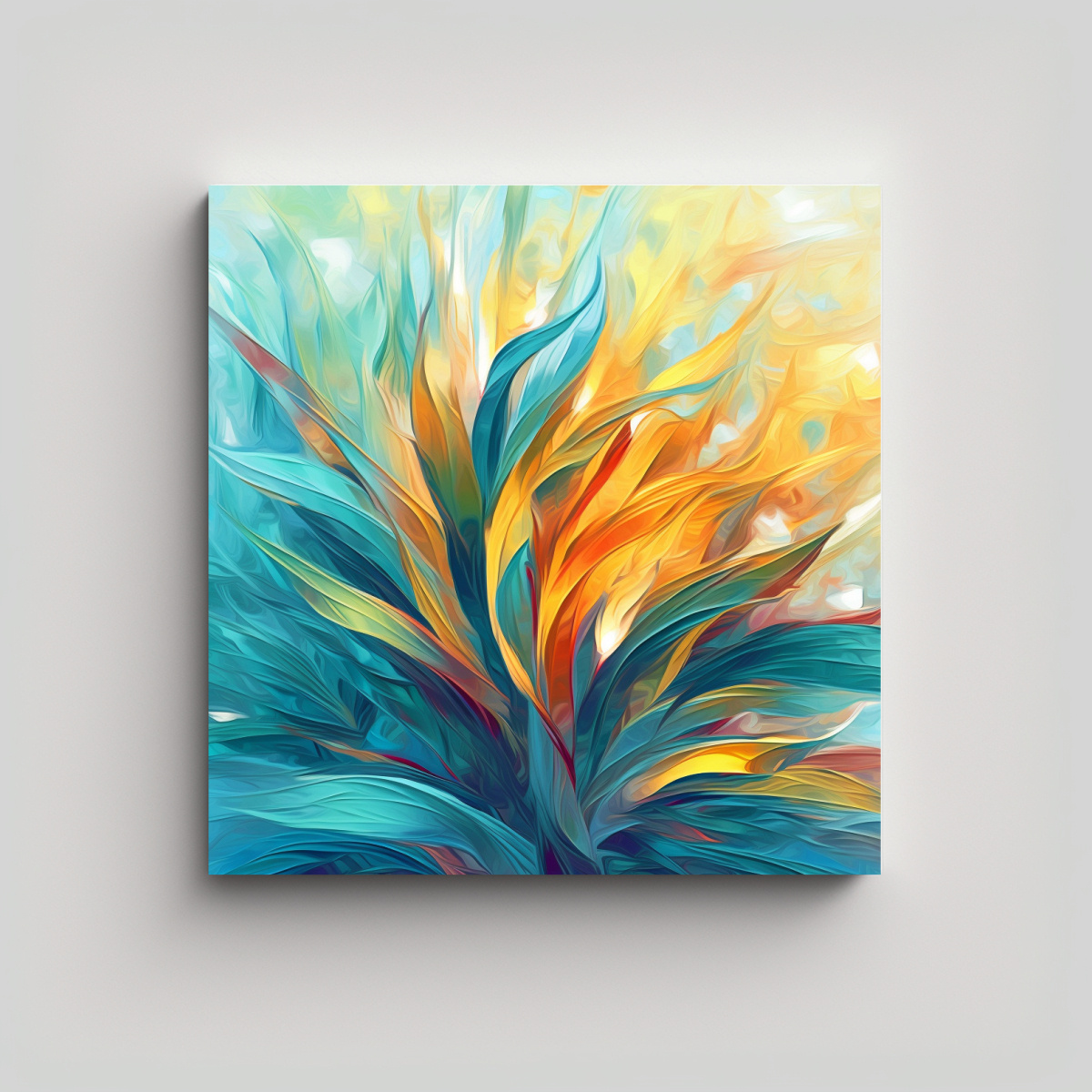 PINTURAS DECORATIVAS DE PLANTAS ABSTRACTAS CON 90X90 CM - 1