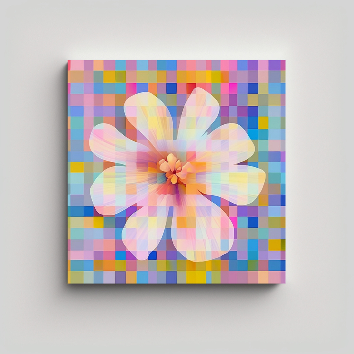 CUADRO ABSTRACTO DE FORMA FLORAL EN GLITCH ART. 50X50 CM - 1