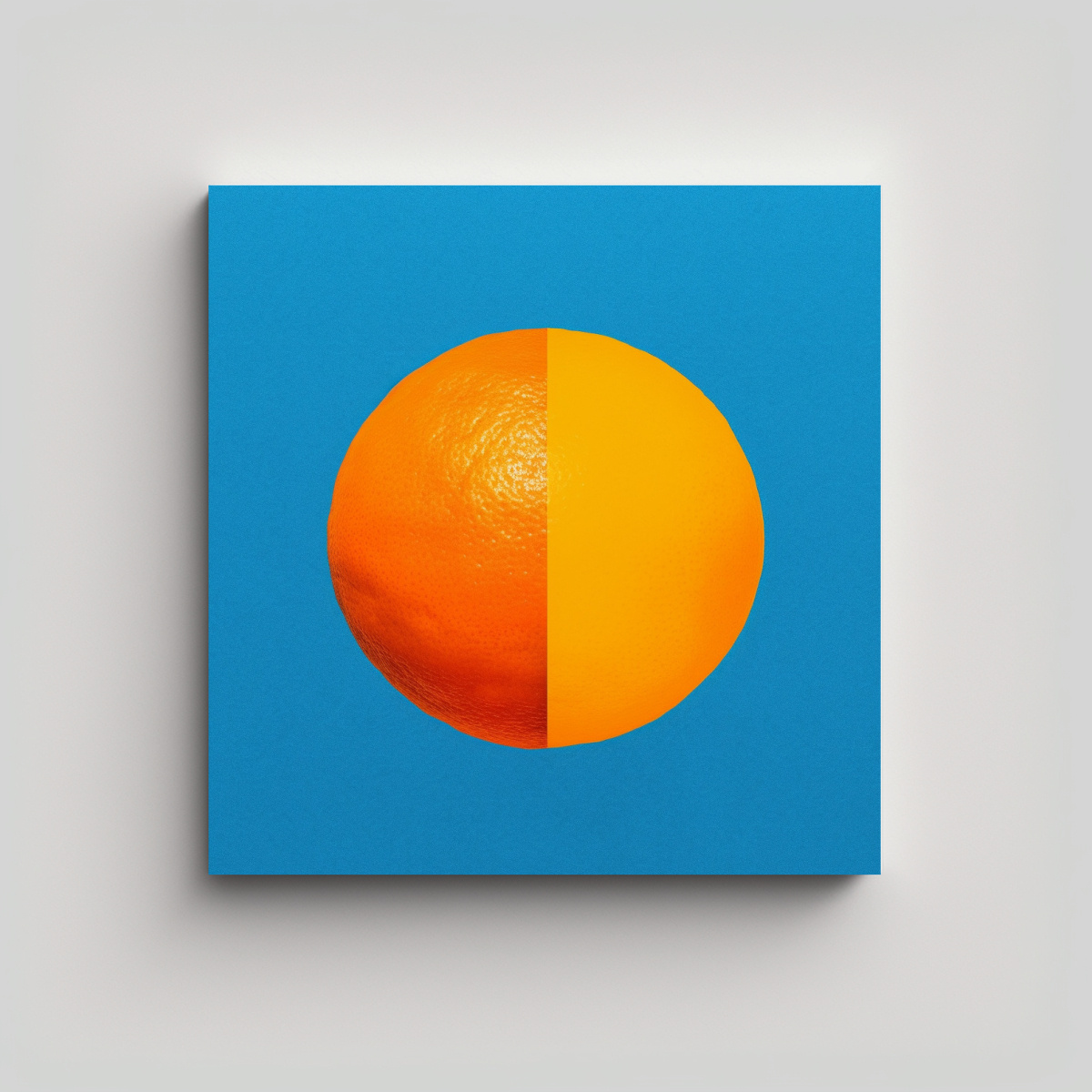 CUADRO ABSTRACTO NARANJA DIVIDIDO SOBRE FONDO 80X80 CM - 1