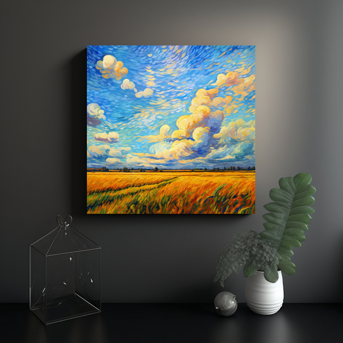 PINTURA EN LIENZO EQUILIBRIO EXPRESIONISTA CIELO 30X30 CM - 2