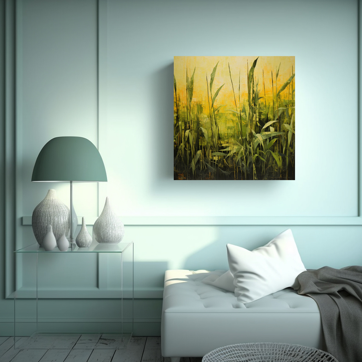 LIENZO DE TELA ESTILO LEMONGRASS, PINTURA 60X60 CM - 2