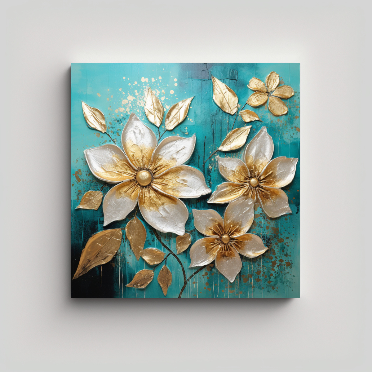 PINTURA DE FLORES EN LIENZO TEMÁTICA MODERNO 70X70 CM - 1