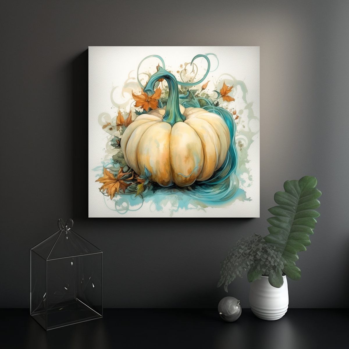 PINTURA DECORATIVA DE CALABAZA PARA DAR GRACIAS 60X60 CM - 2