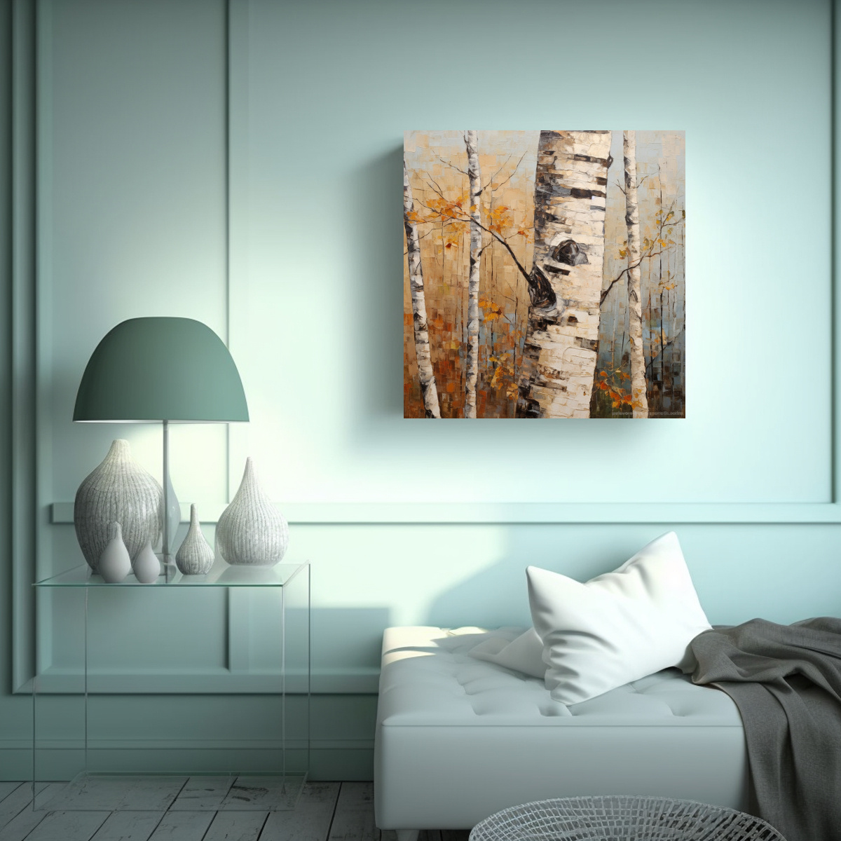 1 CUADRO FOTOGRAFÍA DE ÁRBOL DE ABEDUL PINTURA 40X40 CM - 2