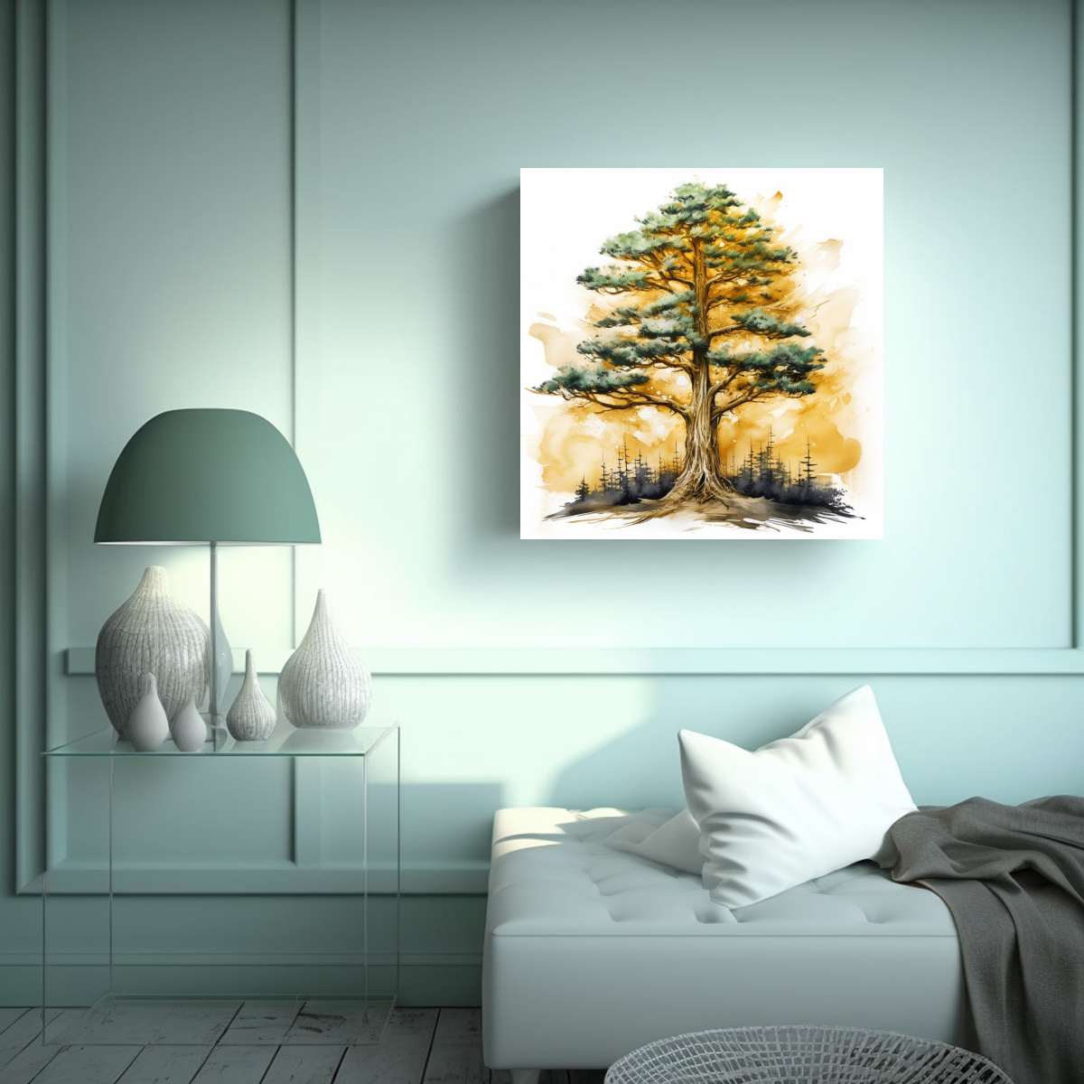 PINTURA ACUARELA INSPIRADA EN LA NATURALEZA, 50X50 CM - 2