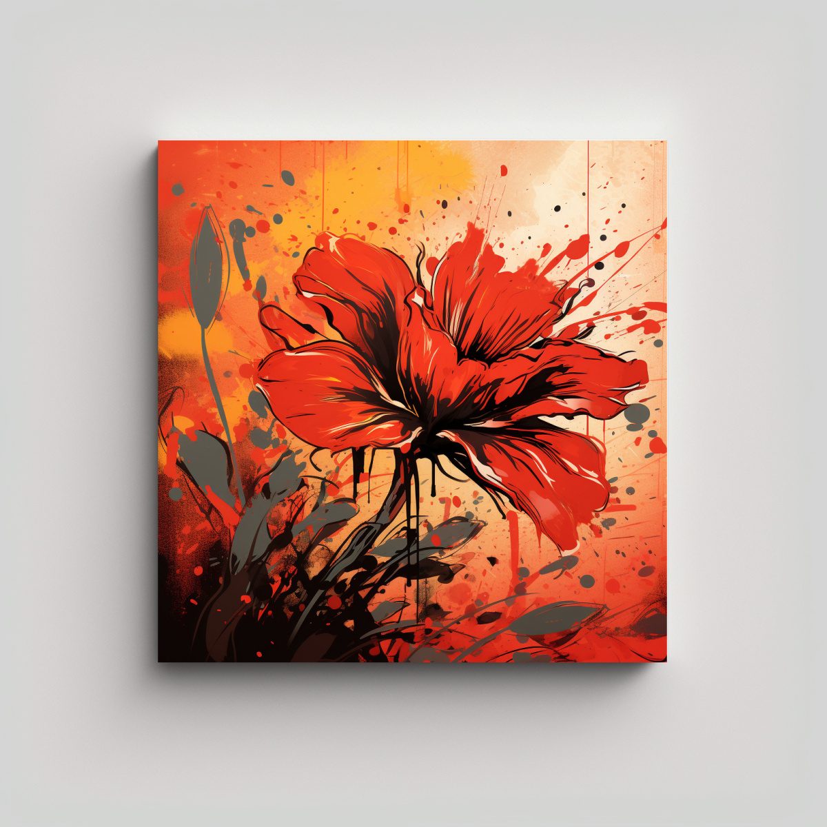 PINTURA LINEAL RED &AMP; ORANGE EN ATMÓSFERA 90X90 CM