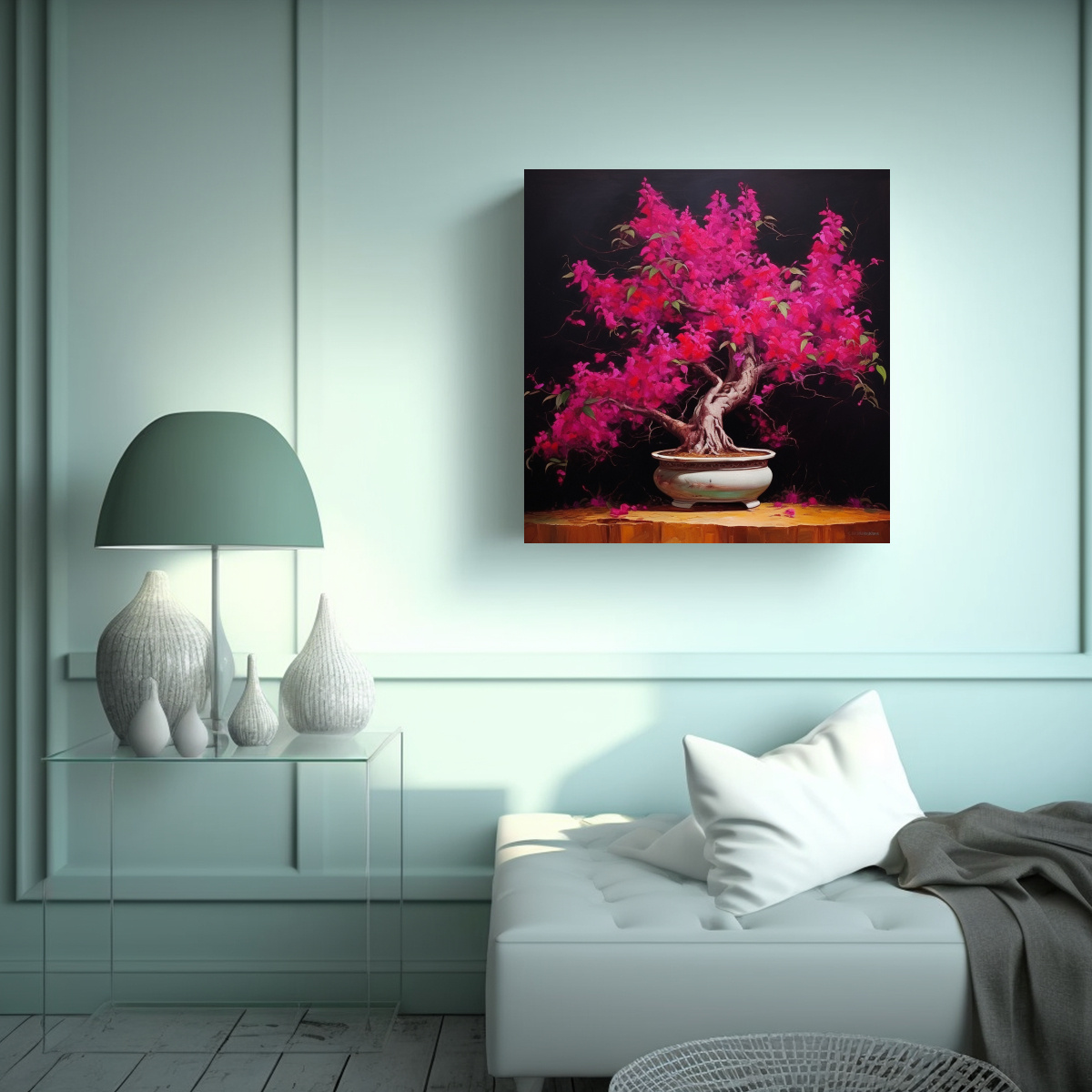 PINTURA ABSTRACTA ALTA CALIDAD ÁRBOL BONSÁI 30X30 CM - 2