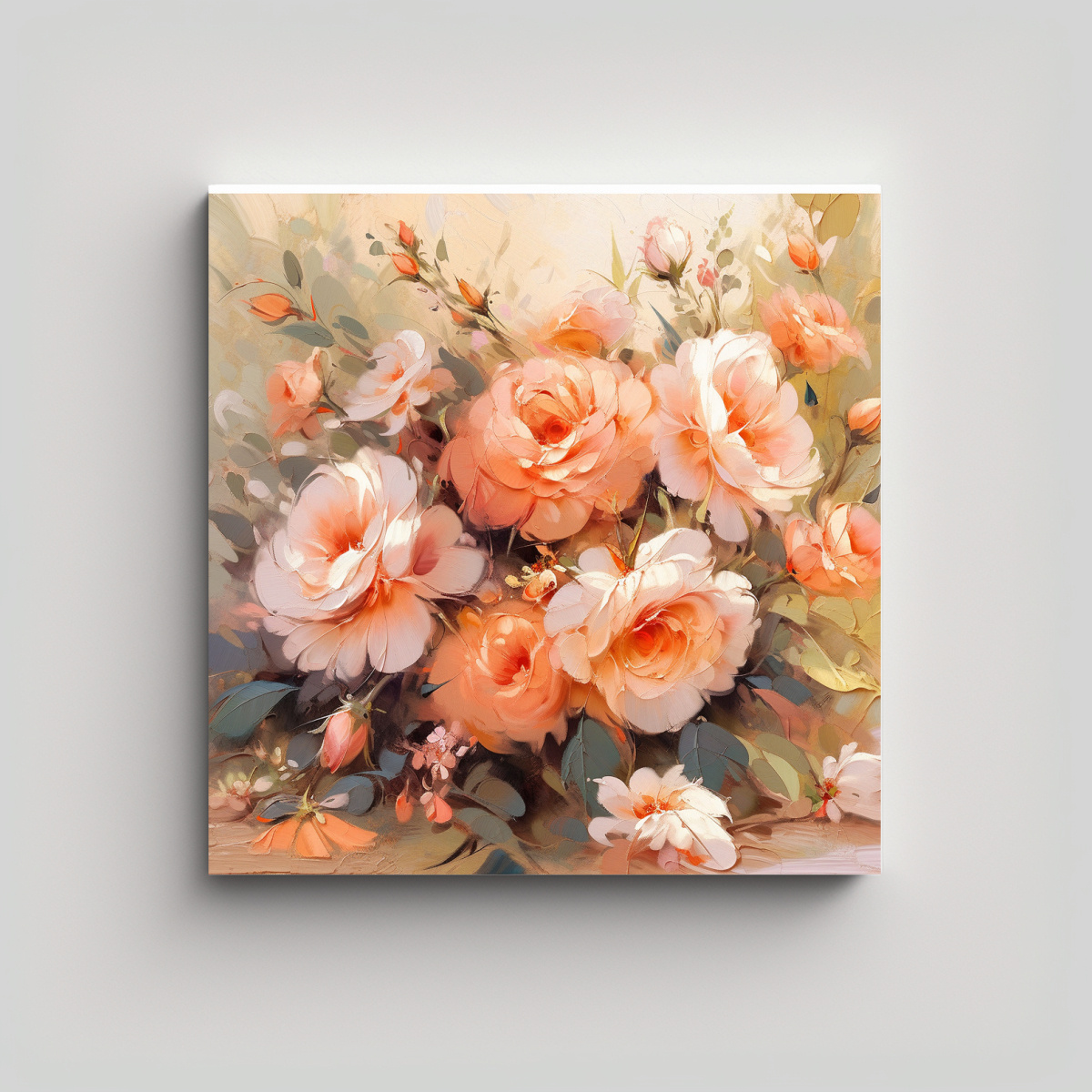 PINTURA ARTE MODERNO URBANO NARANJA Y ROSA EN 40X40 CM - 1