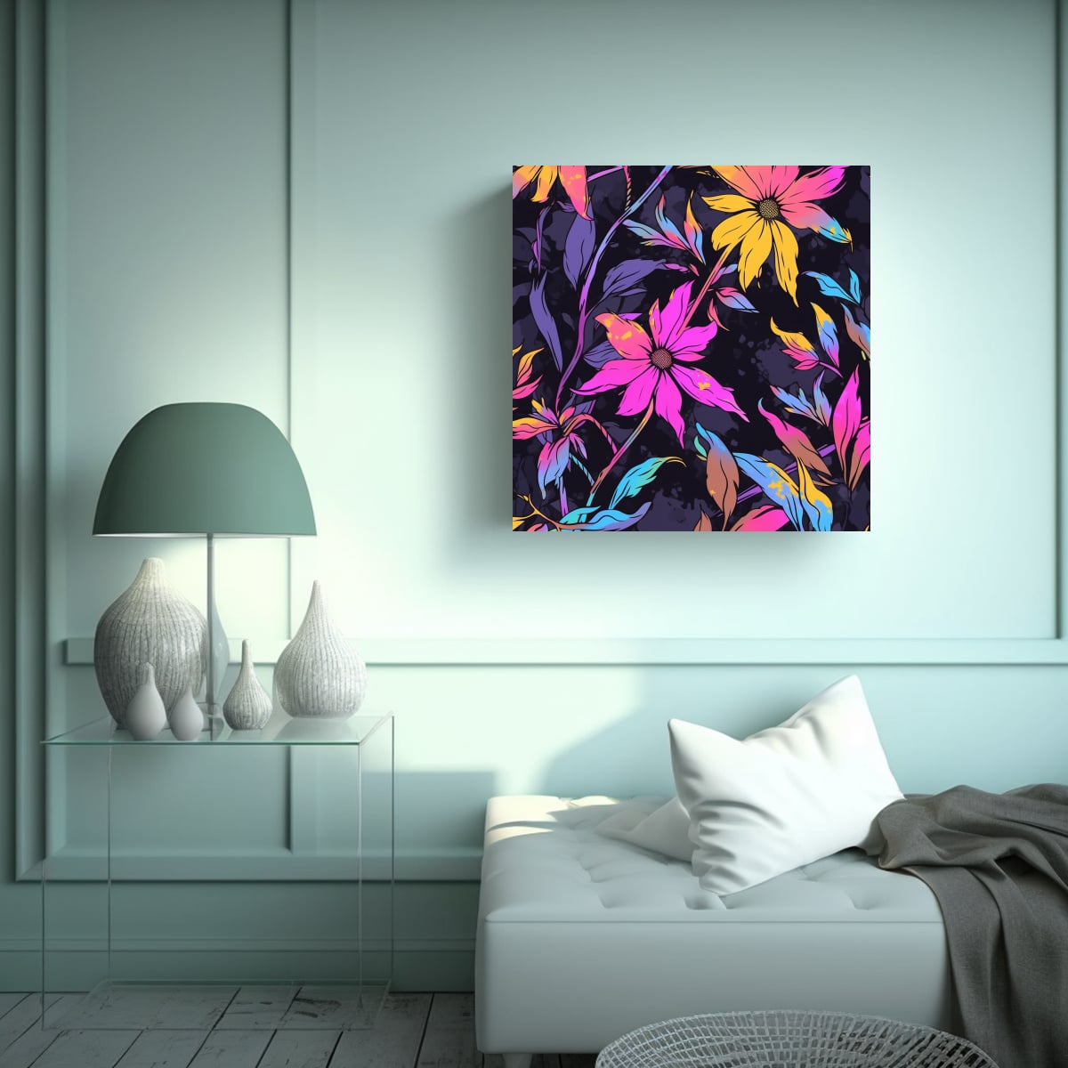 PINTURAS DECORATIVAS ESTILO NEONOIR CON COLORES 100X100 CM - 2