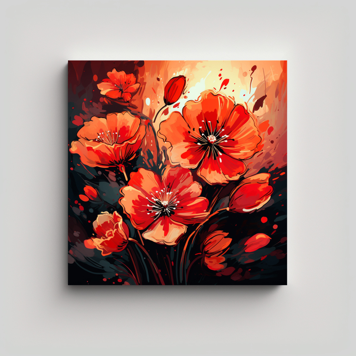 PAISAJE URBANO EN ROJO Y NARANJA CON ATMÓSFERA 50X50 CM - 1