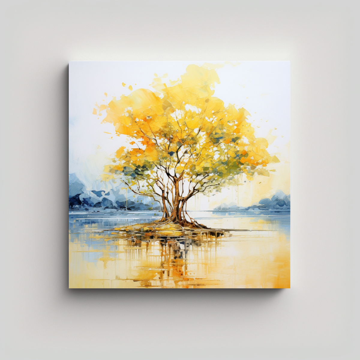 PINTURA ABSTRACTA DE UN ÁRBOL DE MANGLAR EN 100X100 CM - 1
