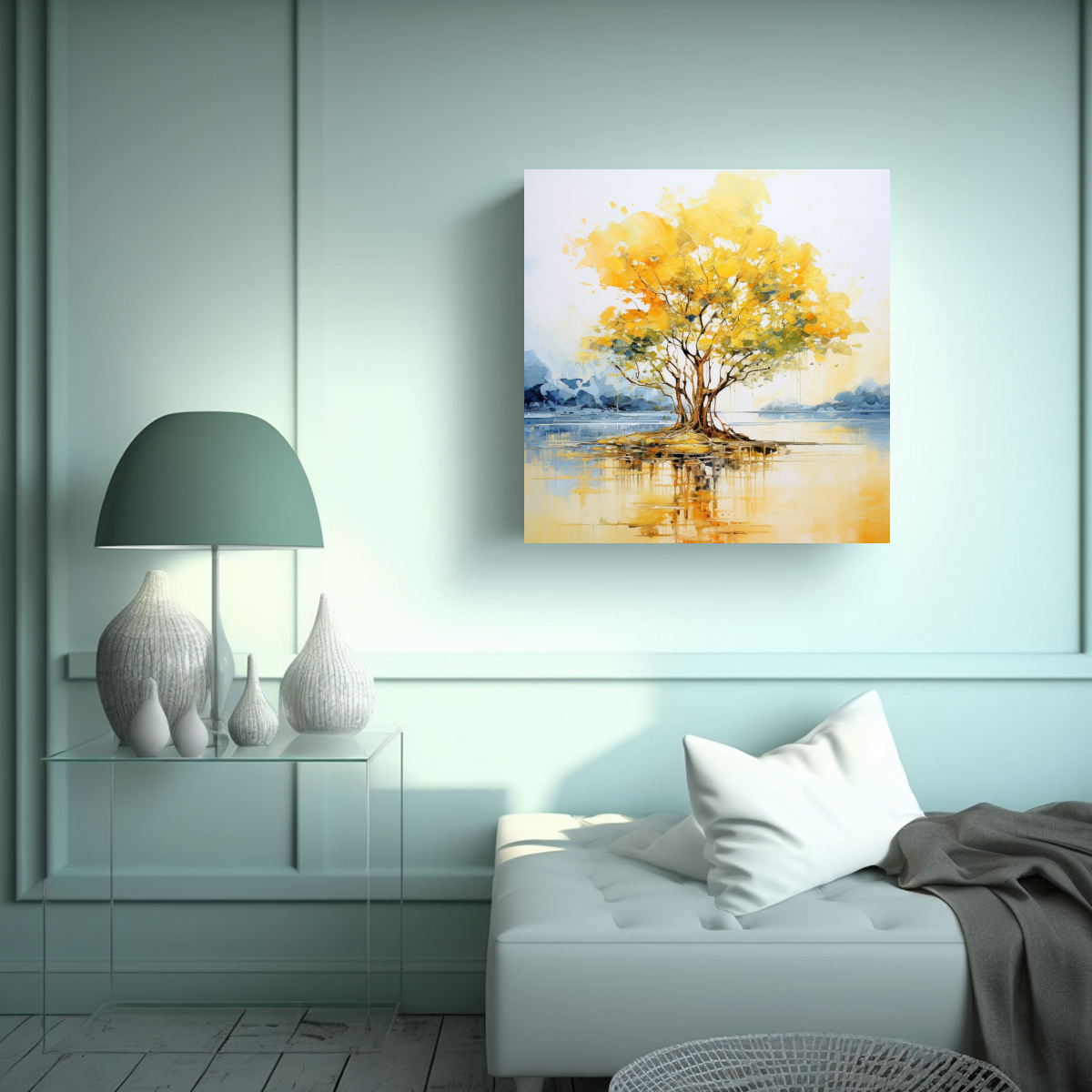 PINTURA ABSTRACTA DE UN ÁRBOL DE MANGLAR EN 100X100 CM - 2