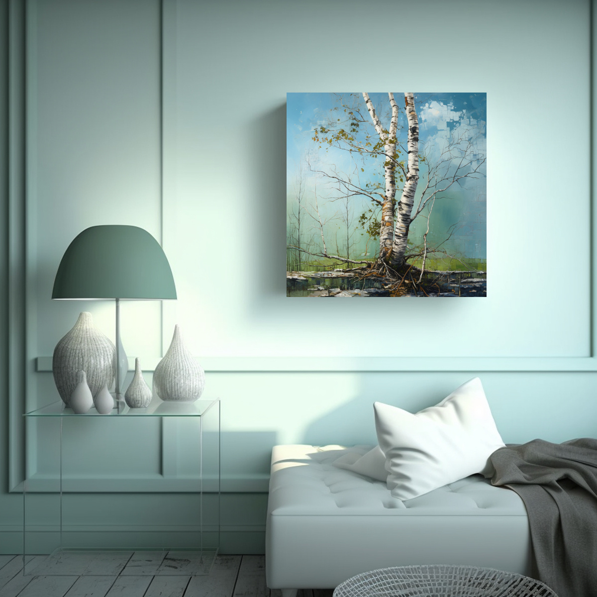 TELA EN BASTIDOR DE ÁRBOL DE ABEDUL, ESTILO 90X90 CM - 2