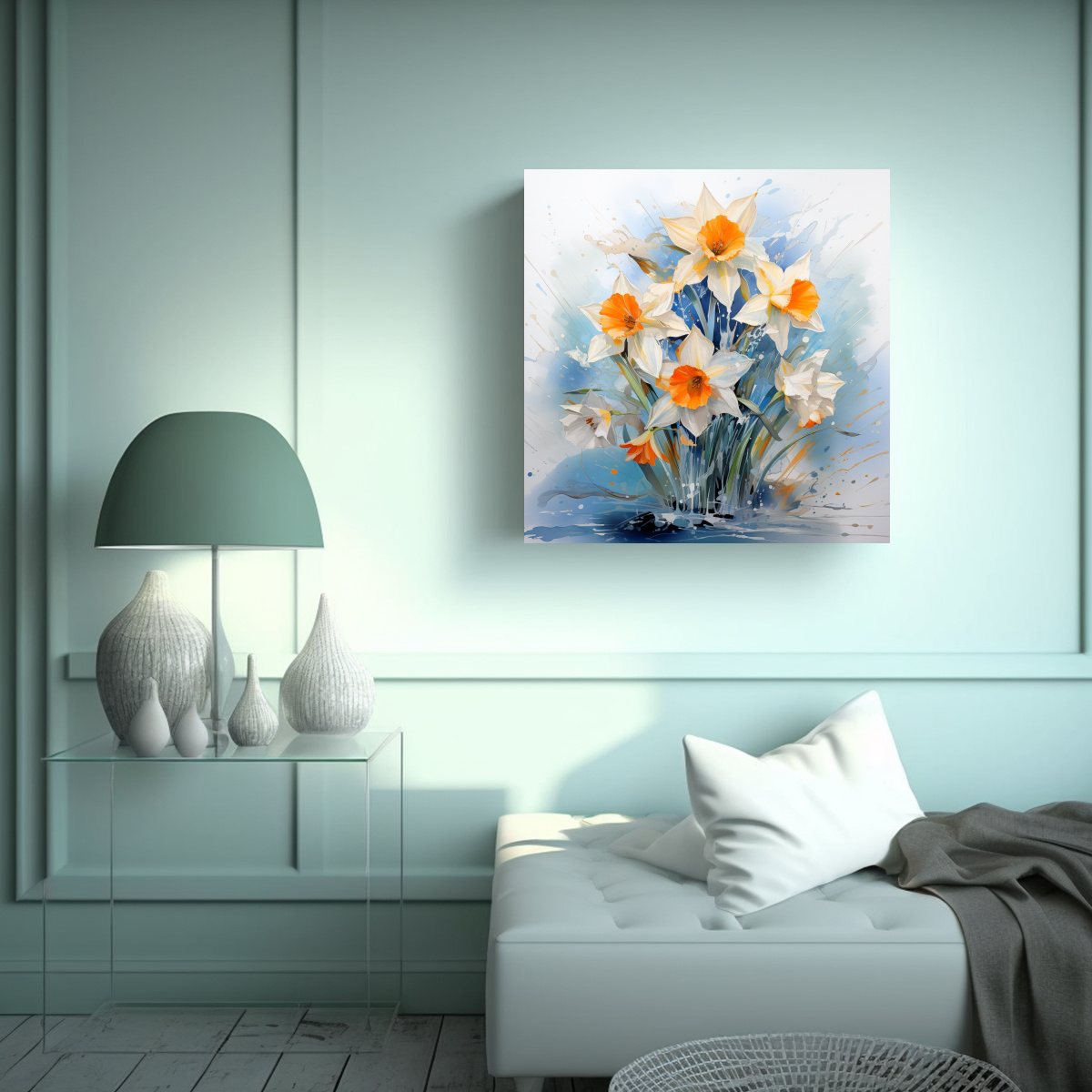 OBRA MAESTRA ARTE DE PARED DE NARCISOS EN COLORES 30X30 CM - 2