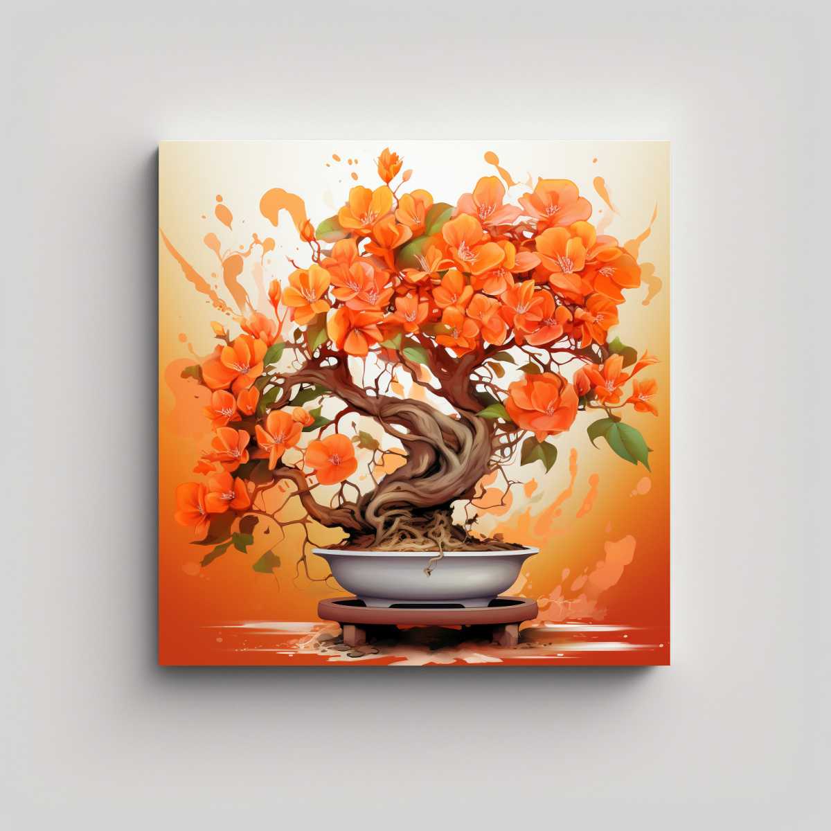 PINTURA DECORATIVA MODERNA BOUGAINVILLEA BONSÁI 30X30 CM - 1