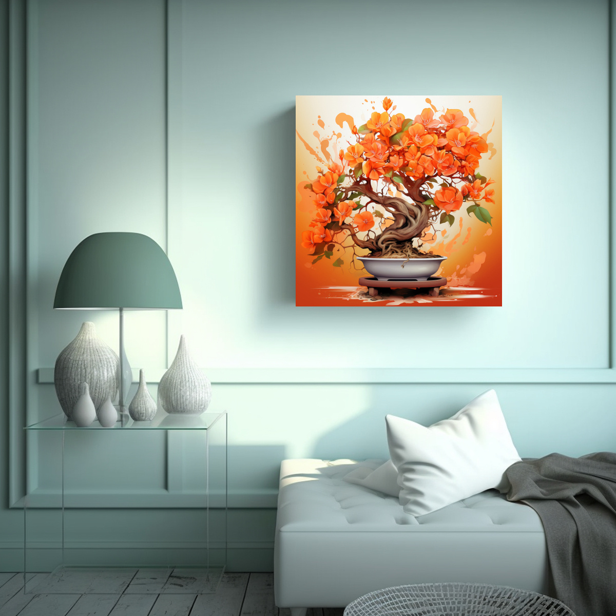 PINTURA DECORATIVA MODERNA BOUGAINVILLEA BONSÁI 30X30 CM - 2