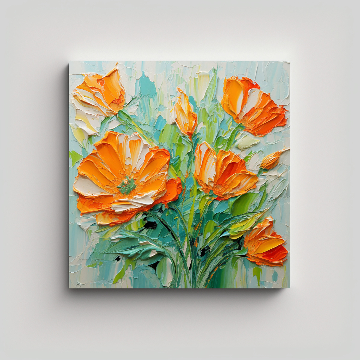 ARTE MODERNO ALEGRÍA FLORES DE COLORES VERDE Y 30X30 CM - 1