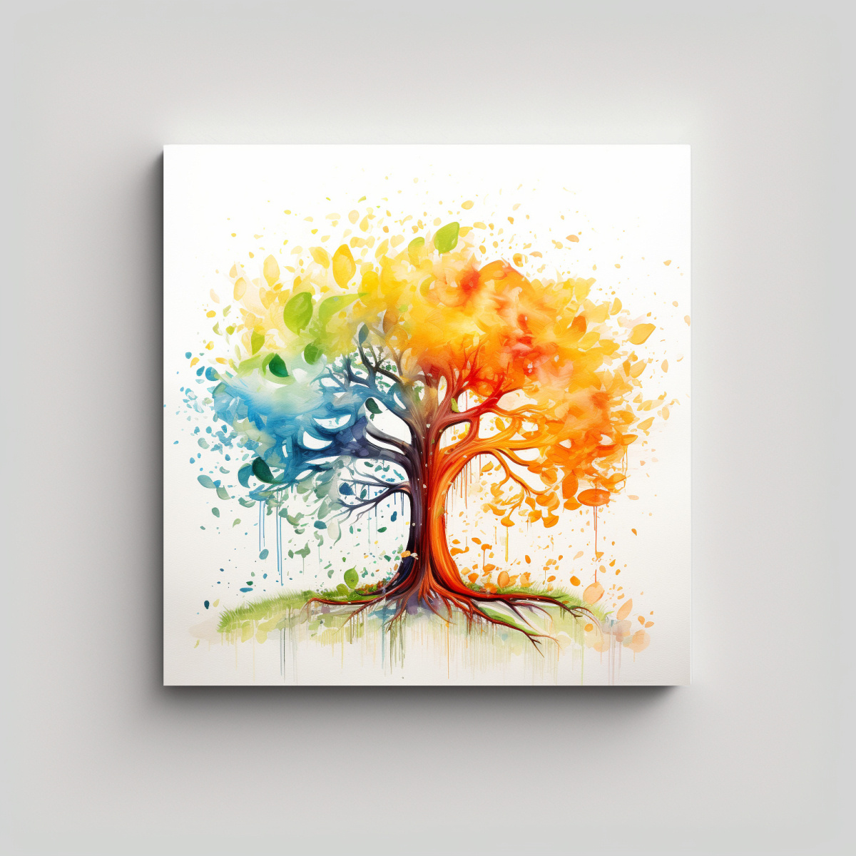 CUADRO ABSTRACTO ARCO IRIS DE UN ÁRBOL DE 30X30 CM - 1