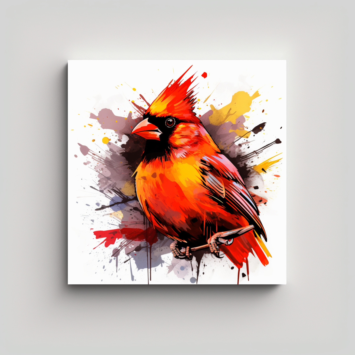 LIENZO TELA SUBLIMADA SURREALISTA: UN CARDENAL EN 20X20 CM - 1