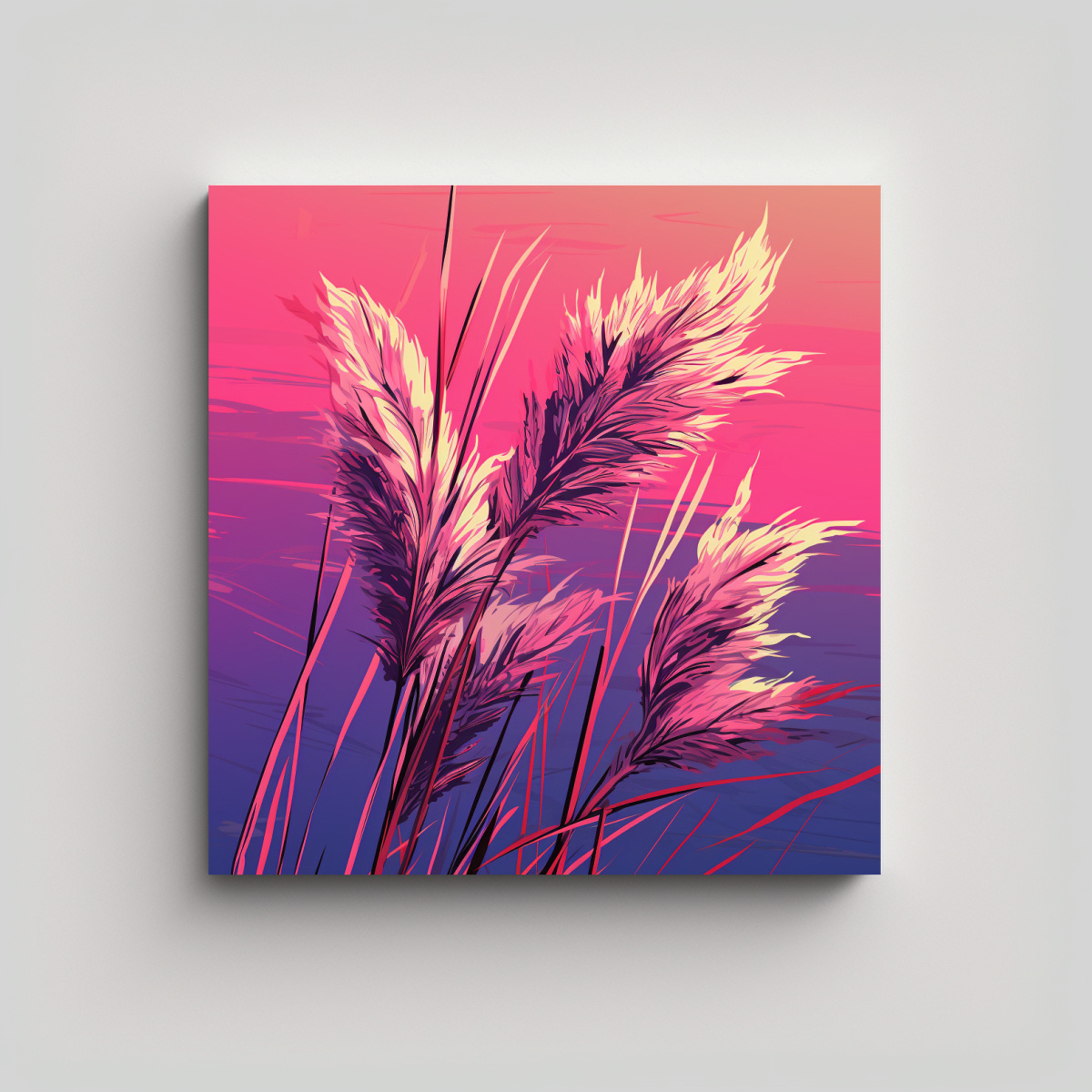 CUADROS DECORATIVOS DE PAMPAS GRASS EN COLORES 40X40 CM - 1