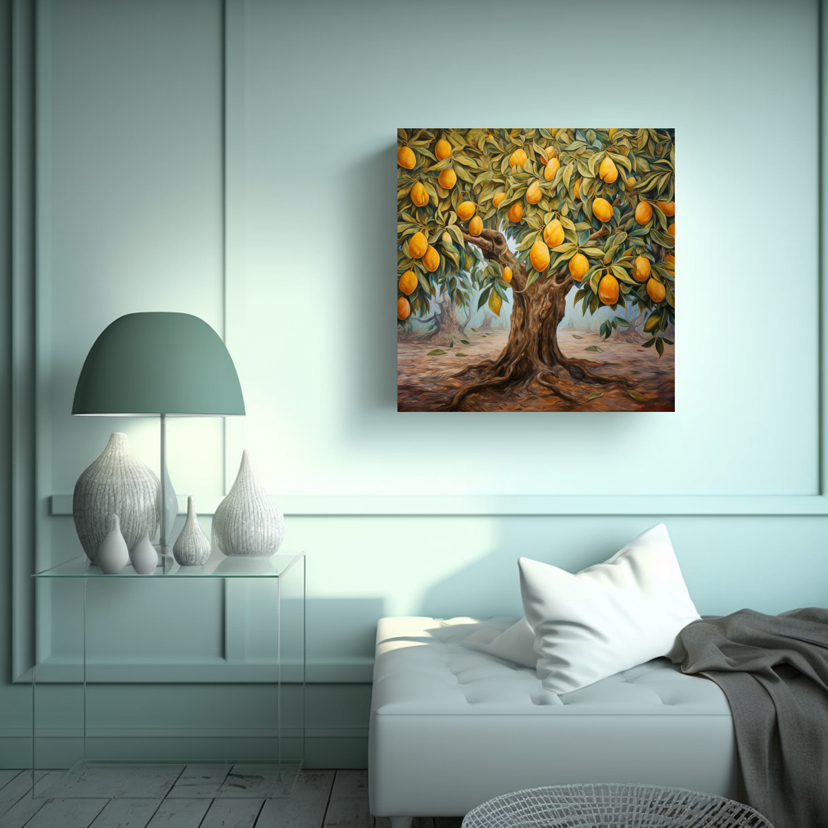 CUADRO DE BELLEZA ABSTRACTA DE UN MANGO TREE: 90X90 CM - 2