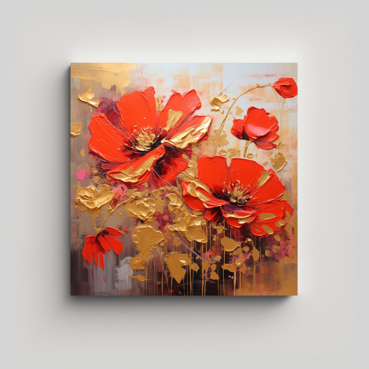 CUADRO DE IMAGEN ESTRELLADOS EN ROJO Y DORADO EN 50X50 CM - 1