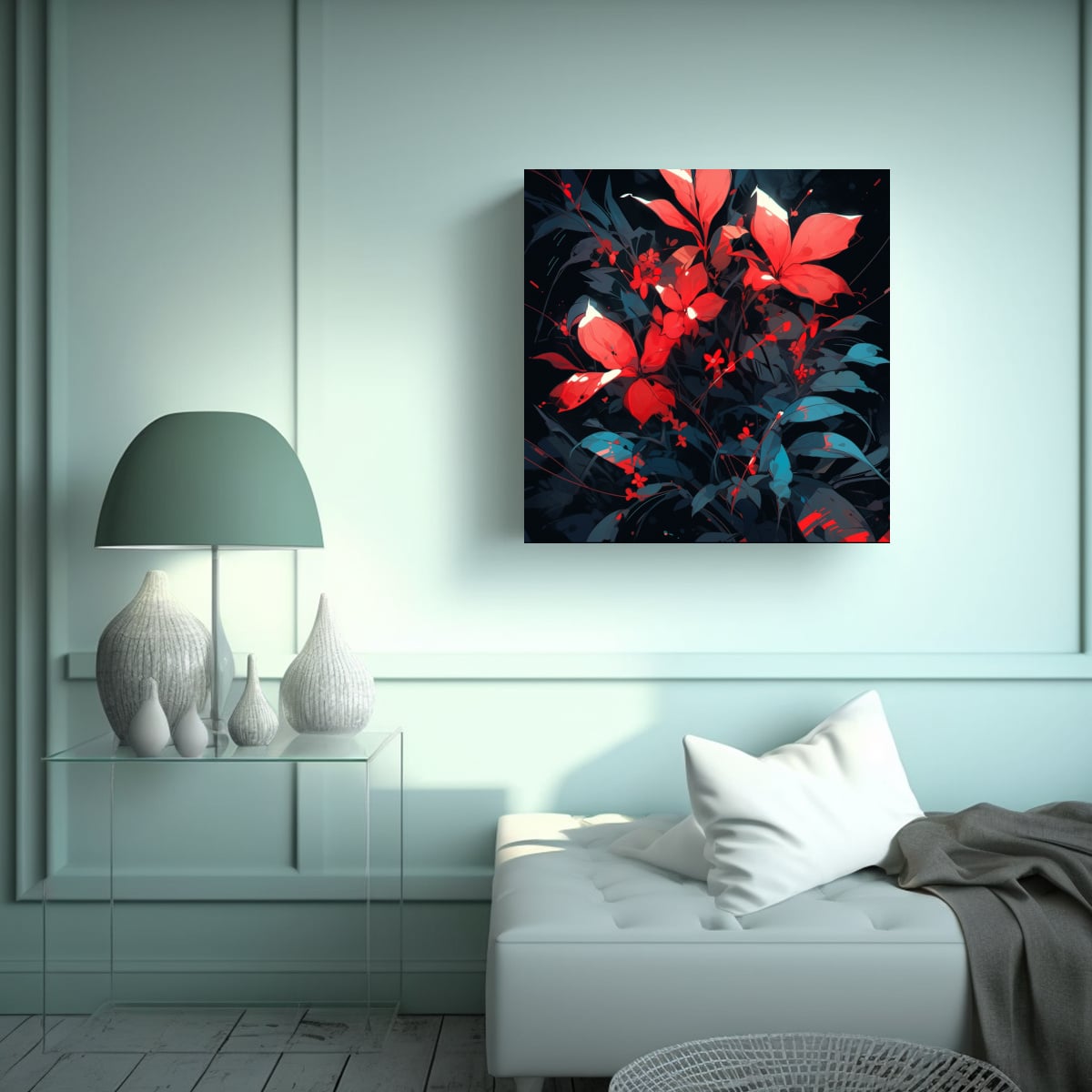 EXPOSICIÓN ARTE NEONOIR: ROJO Y TURQUESA, 30X30 CM - 2