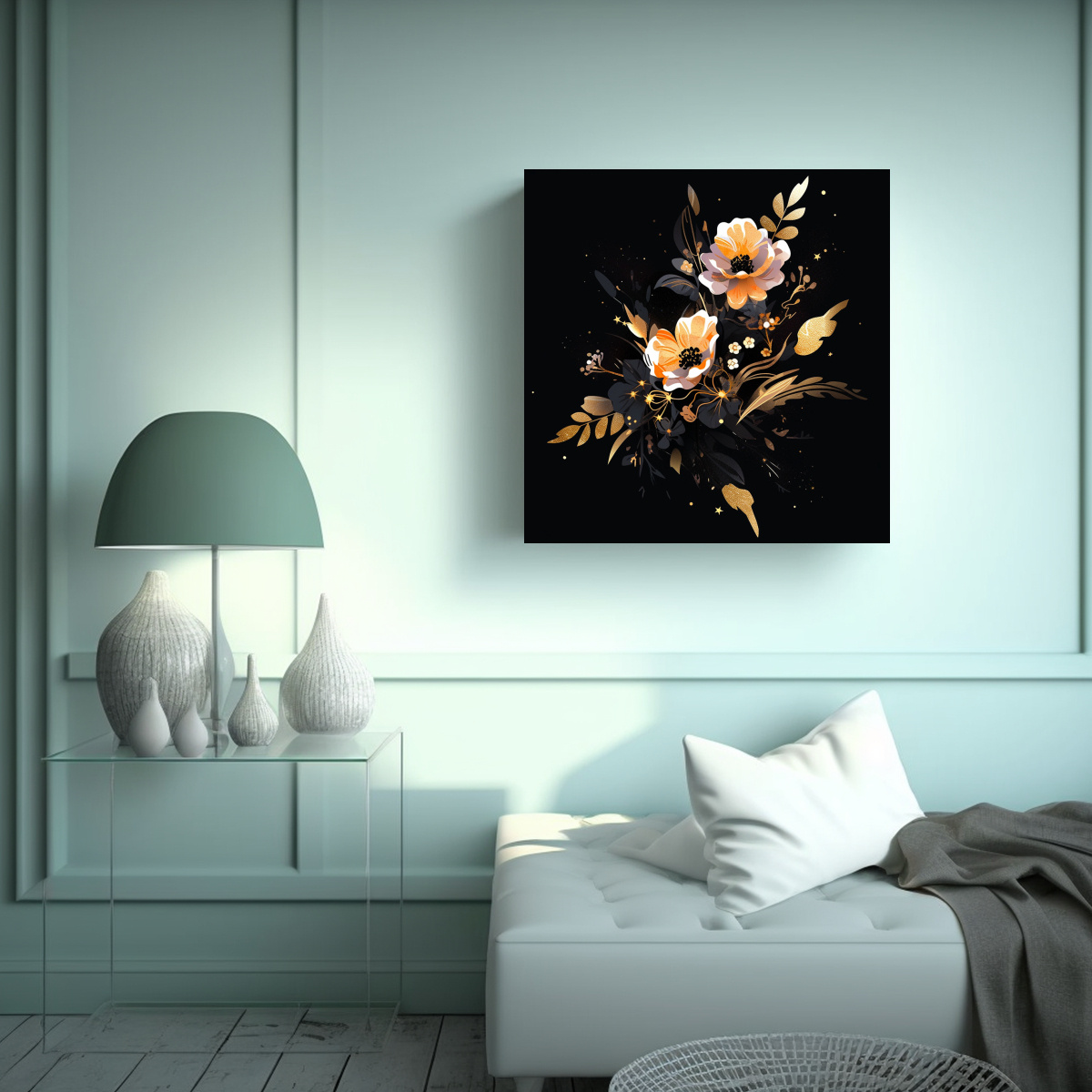 CUADRO INSPIRADOR NEGRO Y DORADO EN ESTILO 90X90 CM - 2