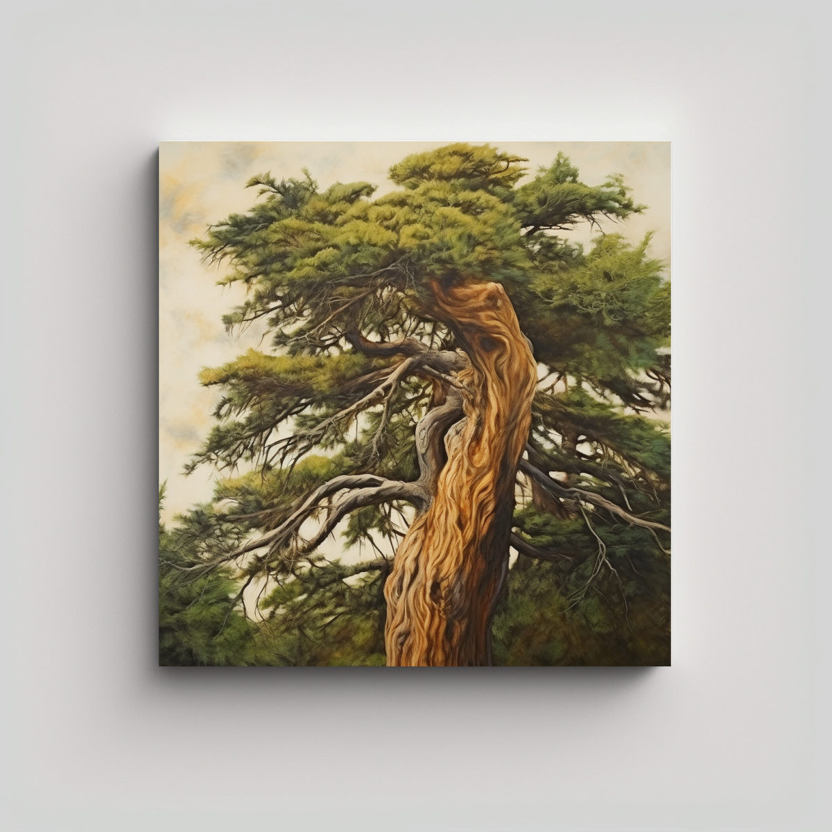 PINTURA ABSTRACTA DE UN ÁRBOL DE CEDRO ESTILO 100X100 CM - 1