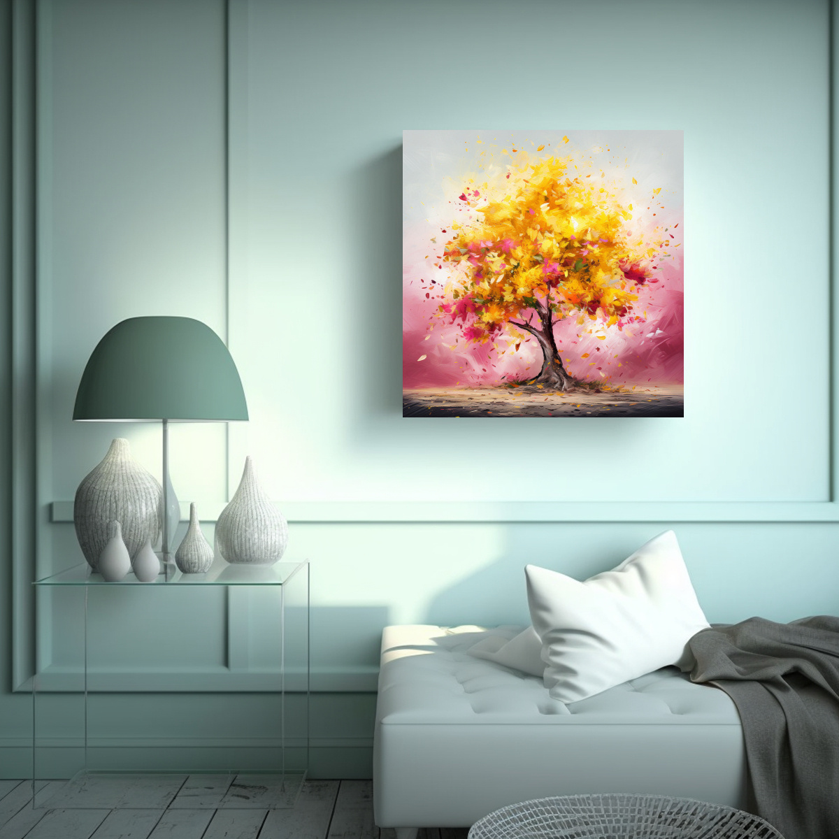 TELA ABSTRACTA EN BASTIDOR DE DECORACIÓN 70X70 CM - 2